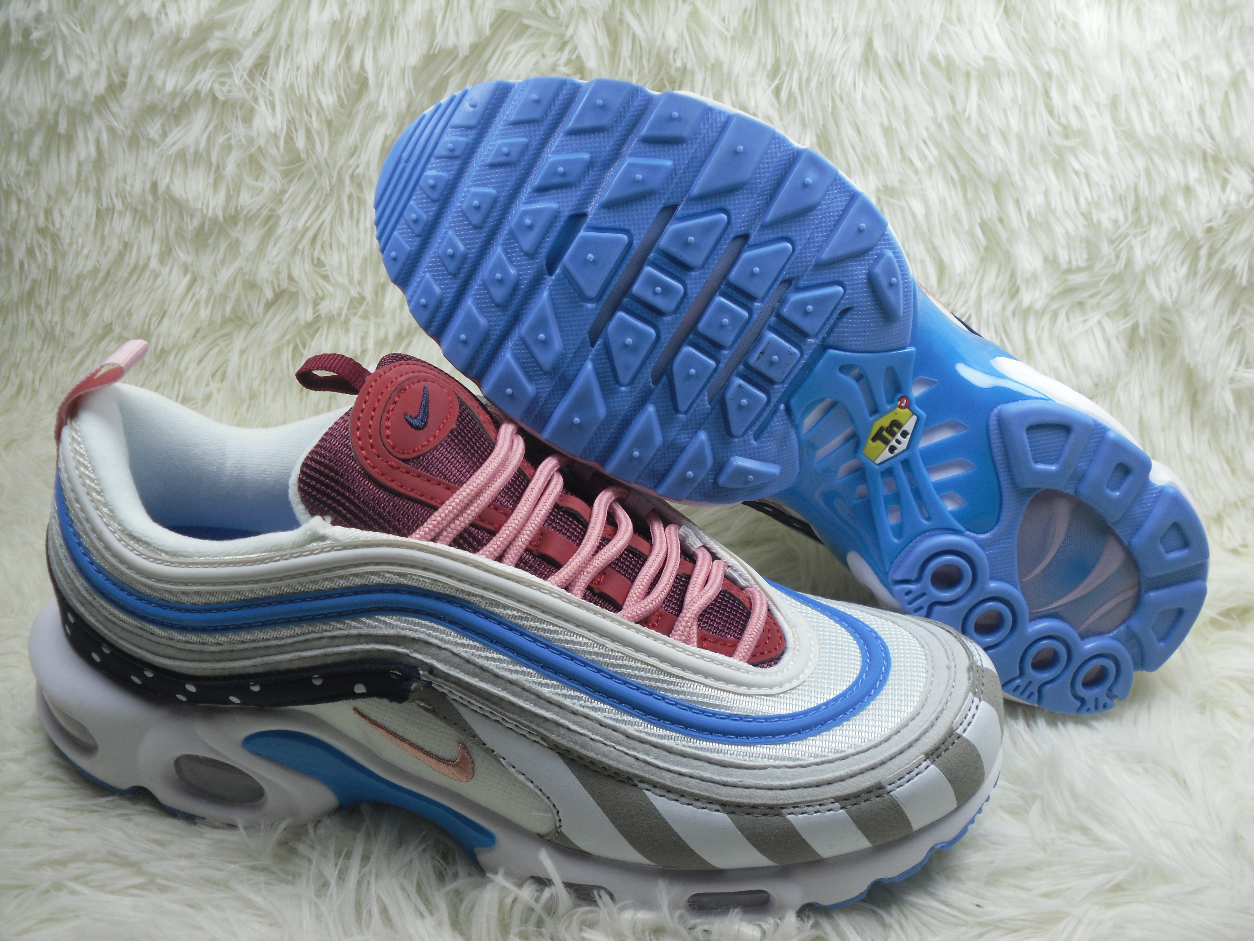 Nike Air Max TN 97 White Grey Blue Pink Shoes - Click Image to Close